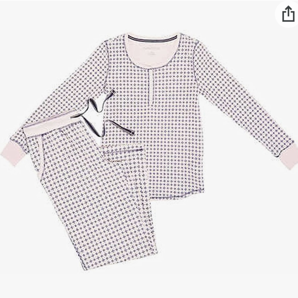 Nautica Women's 2 Piece Microfleece Pajama Set, Pink & blue dots, Size 2XL